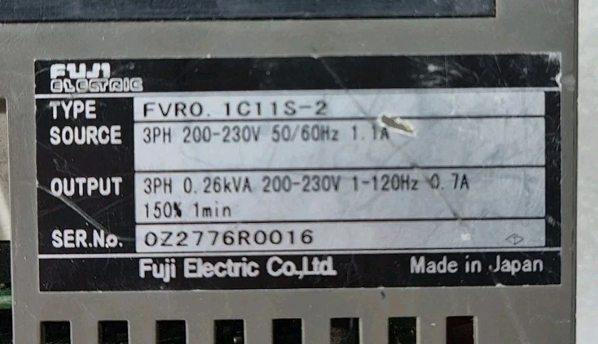 Fuji Electric FVR-C11 Variable Frequency Drive FVRO.1C11S-2 3PH 200-230V 50/60Hz
